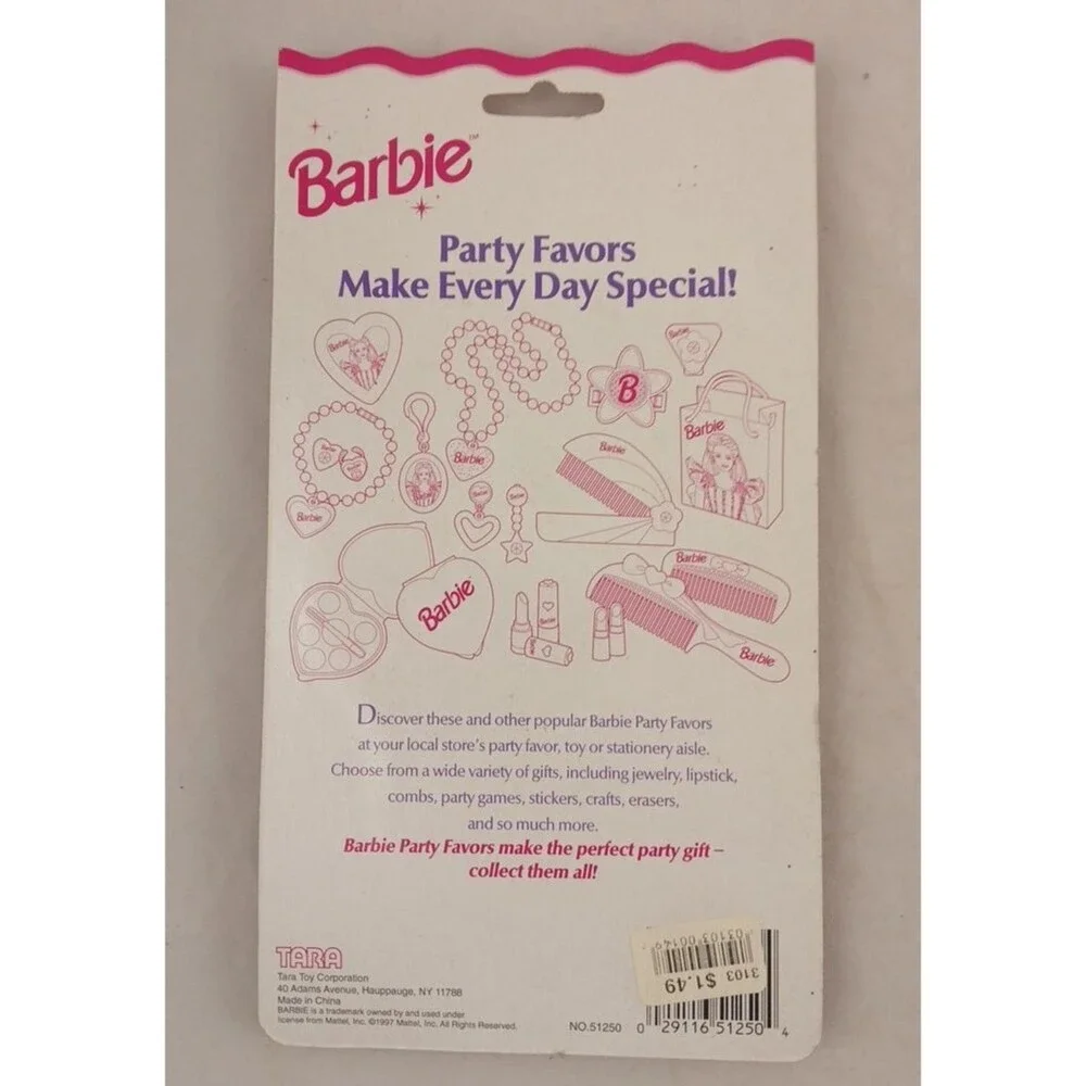 RARE Vintage 1997 Tara Toy Co Barbie Party Favors 4 pk Clip-On Earrings-SEALED!